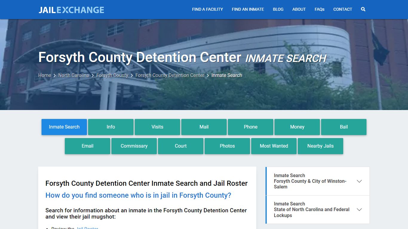 Inmate Search: Roster & Mugshots - Forsyth County Detention Center, NC